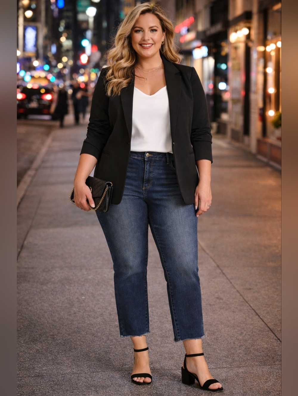 Curvy High Rise Crop Jeans 16W | Waist Gap Fix Denim Chic Night Out Style - Picture 9 of 12